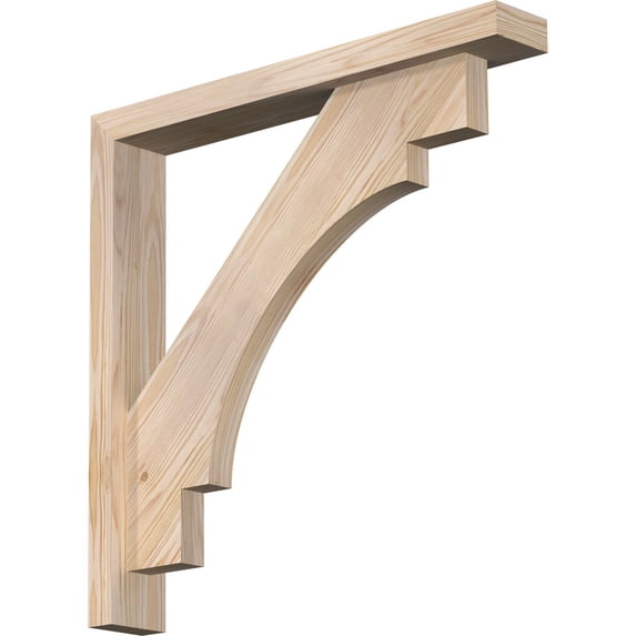 Ekena Millwork 3 1/2"W x 24"D x 24"H Merced Block Smooth Bracket w/ Offset Brace, Douglas Fir