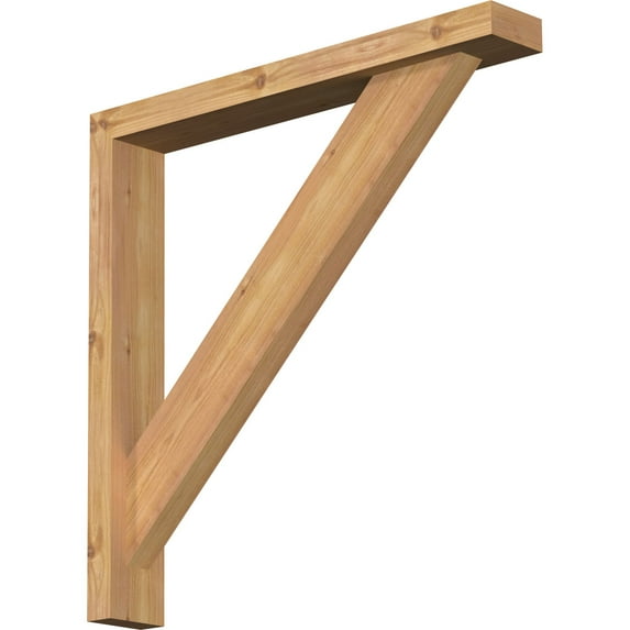 Ekena Millwork 3 1/2"W x 24"D x 24"H Traditional Block Smooth Bracket w/ Offset Brace, Western Red Cedar