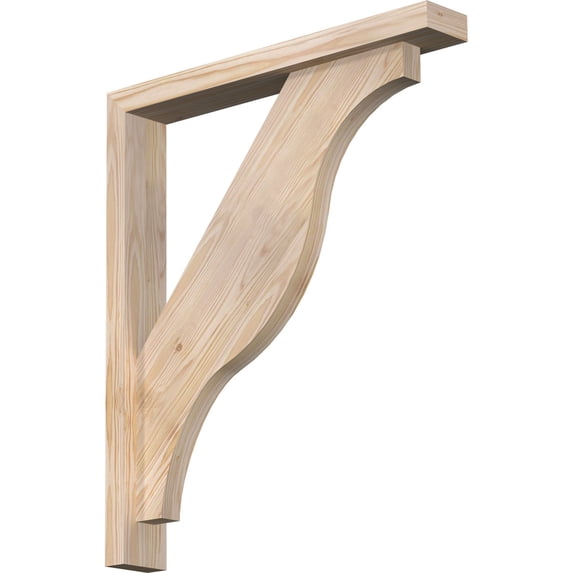 Ekena Millwork 3 1/2"W x 24"D x 28"H Funston Block Smooth Bracket w/ Offset Brace, Douglas Fir