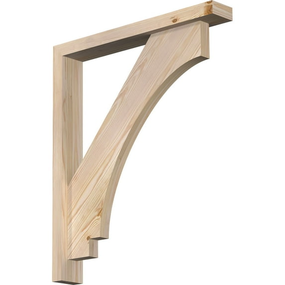 Ekena Millwork 3 1/2"W x 24"D x 28"H Imperial Block Smooth Bracket w/ Offset Brace, Douglas Fir