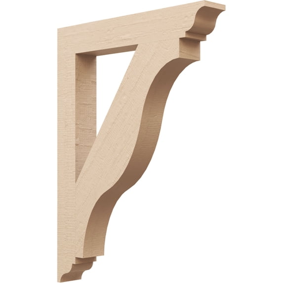 Ekena Millwork 3 1/2"W x 24"D x 32"H Funston Traditional Rough Cedar Woodgrain TimberThane Bracket, Primed Tan