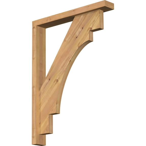 Ekena Millwork 3 1/2"W x 24"D x 32"H Merced Block Smooth Bracket w/ Offset Brace, Western Red Cedar