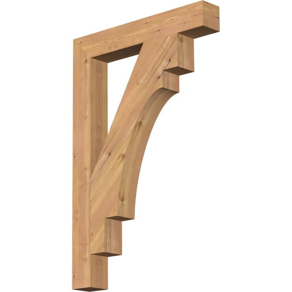 Ekena Millwork 3 1/2"W x 24"D x 36"H Merced Block Smooth Bracket, Western Red Cedar