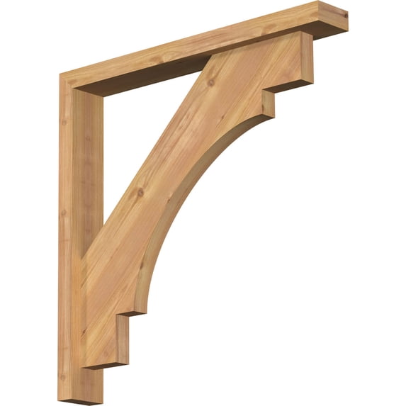 Ekena Millwork 3 1/2"W x 26"D x 26"H Merced Block Smooth Bracket w/ Offset Brace, Western Red Cedar