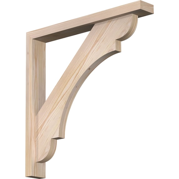 Ekena Millwork 3 1/2"W x 26"D x 26"H Olympic Block Smooth Bracket w/ Offset Brace, Douglas Fir