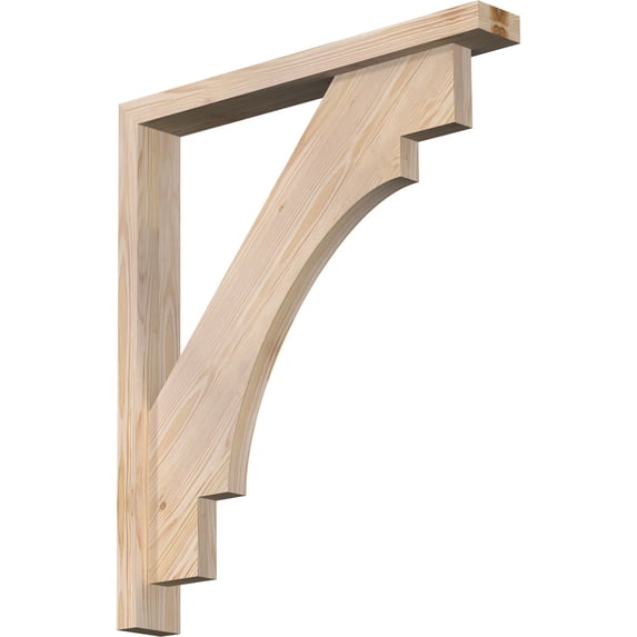 Ekena Millwork 3 1/2"W x 26"D x 30"H Merced Block Smooth Bracket w/ Offset Brace, Douglas Fir