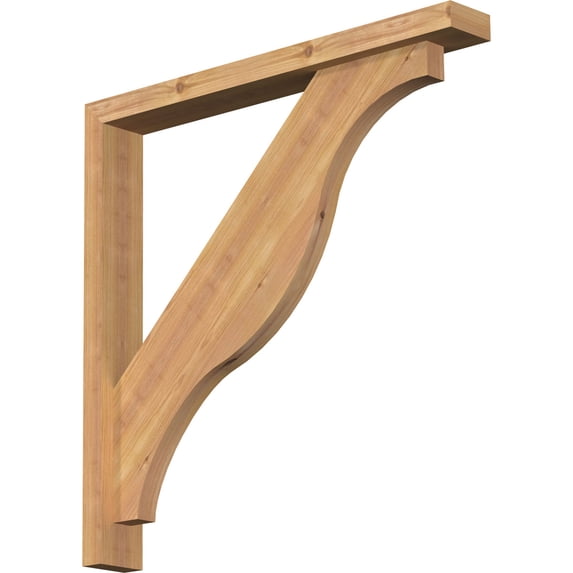 Ekena Millwork 3 1/2"W x 28"D x 28"H Funston Block Smooth Bracket w/ Offset Brace, Western Red Cedar