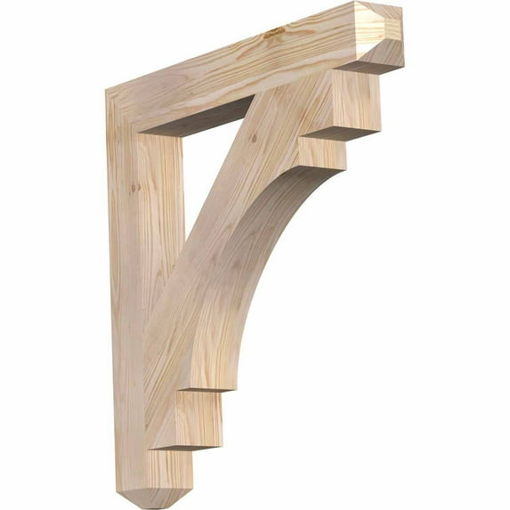 Ekena Millwork 3 1/2"W x 28"D x 28"H Merced Craftsman Smooth Bracket, Douglas Fir