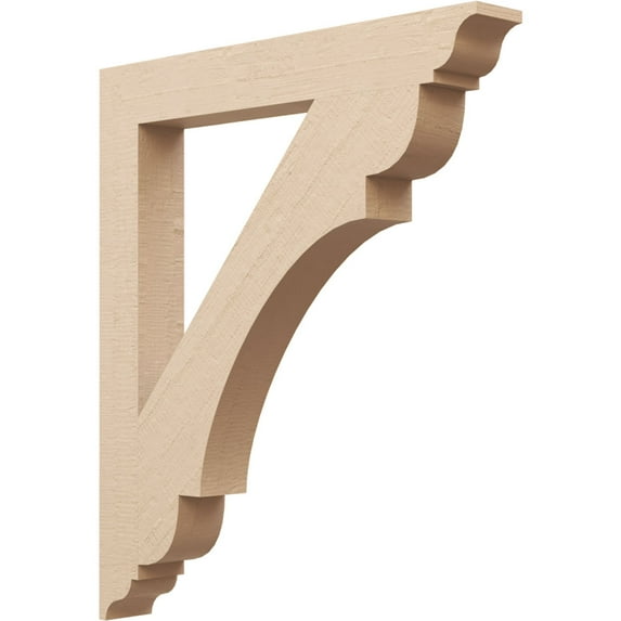Ekena Millwork 3 1/2"W x 28"D x 32"H Olympic Traditional Rough Cedar Woodgrain TimberThane Bracket, Primed Tan