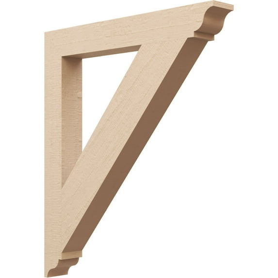Ekena Millwork 3 1/2"W x 28"D x 32"H Traditional Traditional Rough Cedar Woodgrain TimberThane Bracket, Primed Tan