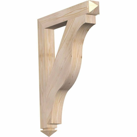 Ekena Millwork 3 1/2"W x 28"D x 36"H Funston Arts & Crafts Smooth Bracket, Douglas Fir