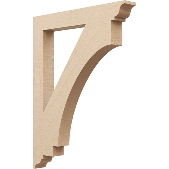 Ekena Millwork 3 1/2"W x 28"D x 36"H Imperial Traditional Rough Cedar Woodgrain TimberThane Bracket, Primed Tan
