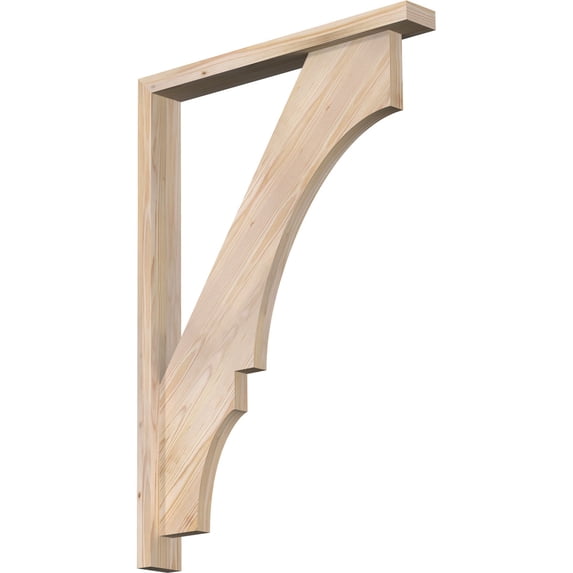 Ekena Millwork 3 1/2"W x 28"D x 40"H Balboa Block Smooth Bracket w/ Offset Brace, Douglas Fir