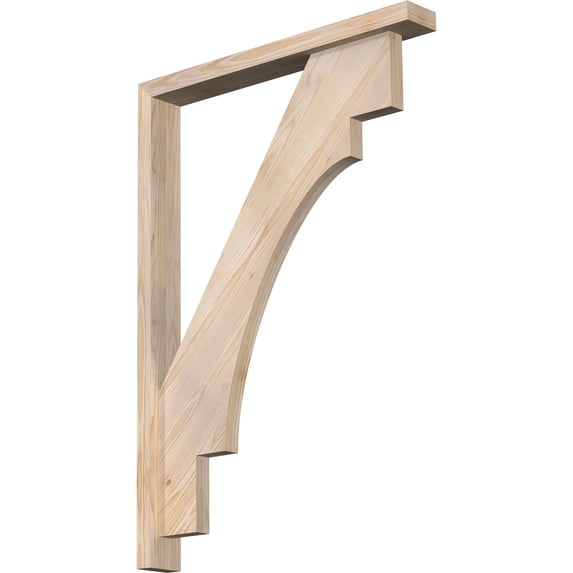 Ekena Millwork 3 1/2"W x 28"D x 40"H Merced Block Smooth Bracket w/ Offset Brace, Douglas Fir
