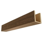 Ekena Millwork 3 1/2"W x 3 1/2"H x 120"L 3-Sided (U-Beam) Resawn Rip HeritageTimber Faux Wood Ceiling Beam, Kona Brown