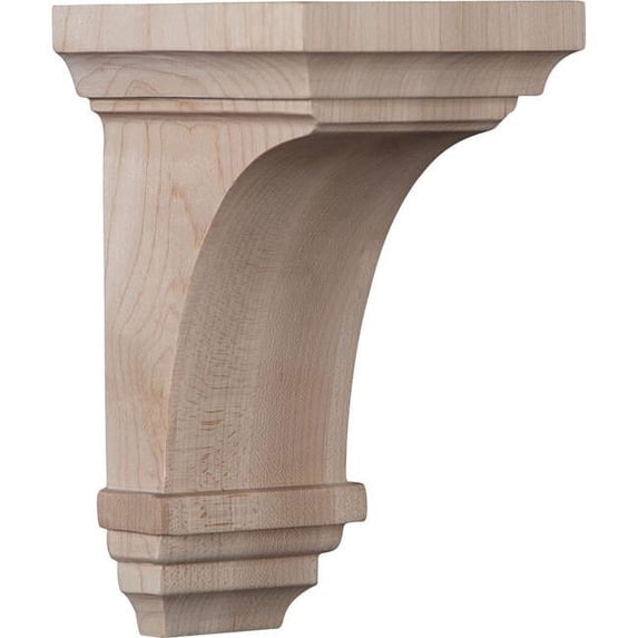Ekena Millwork 3 1/2"W x 3 3/4"D x 6"H Mini Jefferson Wood Corbel, Red Oak