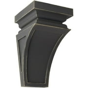 Ekena Millwork 3 1/2"W x 3 3/4"D x 6"H Mini Nevio Wood Vintage Decor Corbel, Black