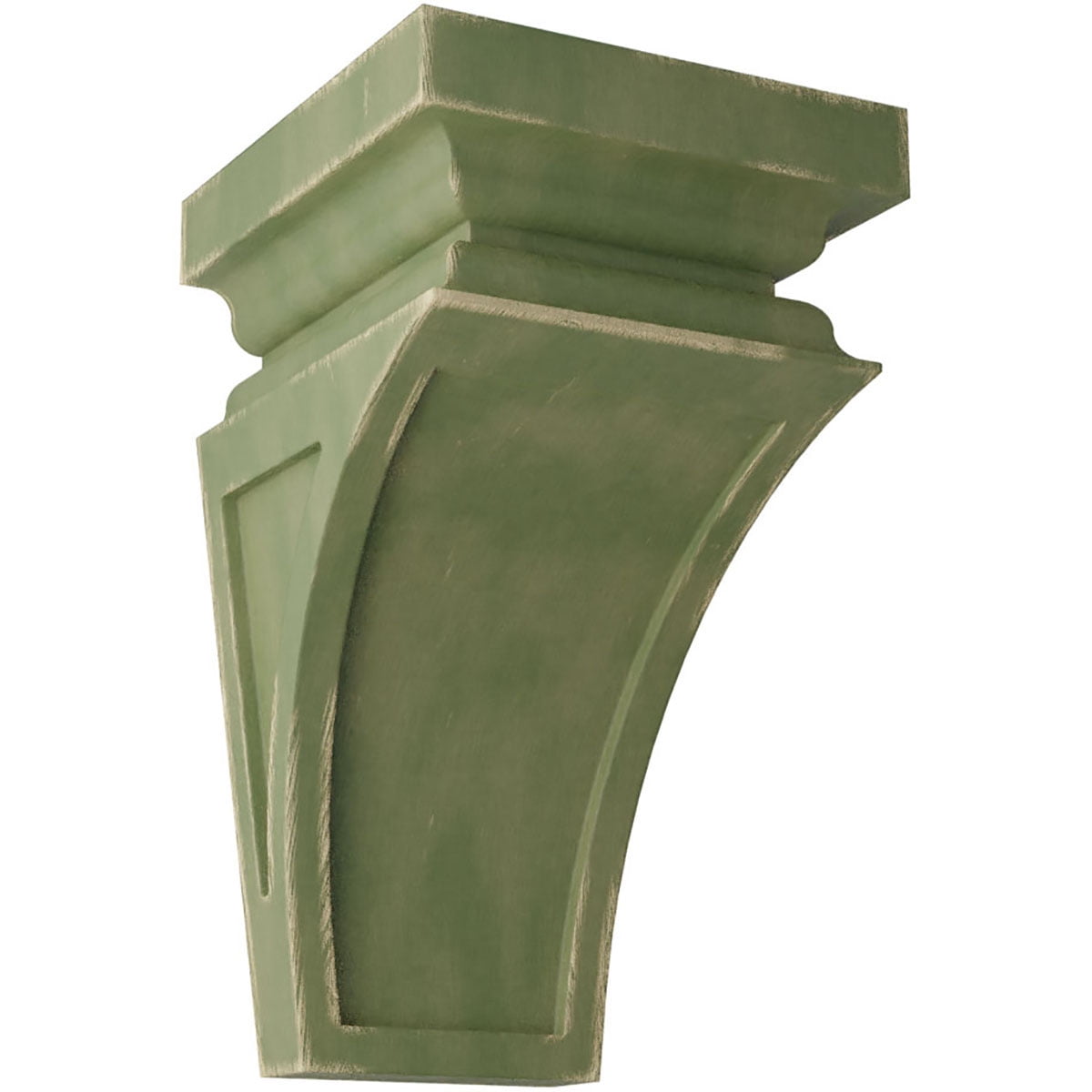 Restoration Green Rubberwood Vintage Decor Architectural Corbel, 6" Height