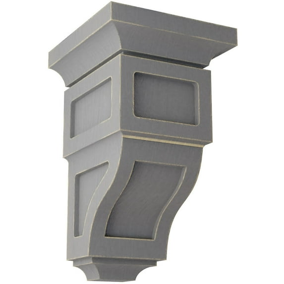 Ekena Millwork 3 1/2"W x 3 3/4"D x 6"H Mini Reyes Wood Vintage Decor Corbel, Pebble Grey