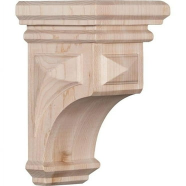 Ekena Millwork 3 1/2"W x 3 3/4"D x 6"H Mini Woodruff Wood Corbel, Alder