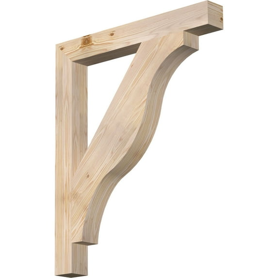 Ekena Millwork 3 1/2"W x 30"D x 36"H Funston Block Smooth Bracket, Douglas Fir