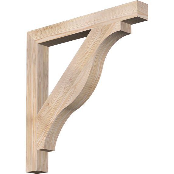 Ekena Millwork 3 1/2"W x 32"D x 32"H Funston Block Smooth Bracket, Douglas Fir