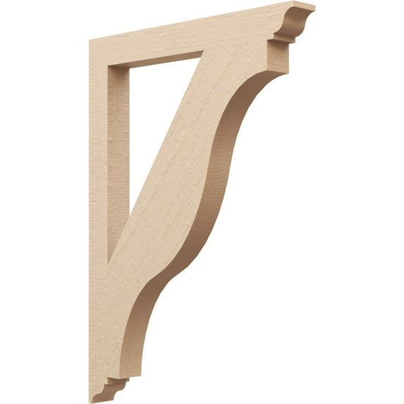 Ekena Millwork 3 1/2"W x 32"D x 44"H Funston Traditional Rough Cedar Woodgrain TimberThane Bracket, Primed Tan