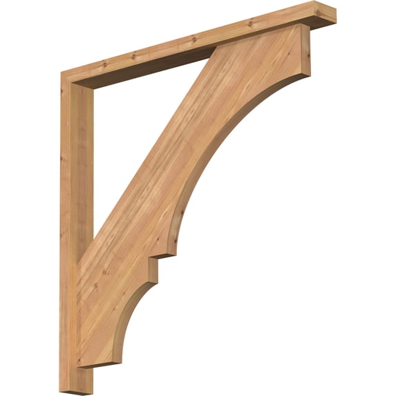 Ekena Millwork 3 1/2"W x 34"D x 34"H Balboa Block Smooth Bracket w/ Offset Brace, Western Red Cedar