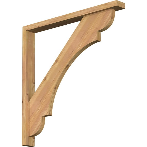 Ekena Millwork 3 1/2"W x 34"D x 34"H Olympic Block Smooth Bracket w/ Offset Brace, Western Red Cedar