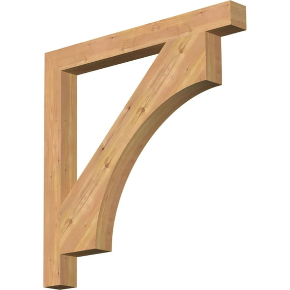 Ekena Millwork 3 1/2"W x 36"D x 36"H Westlake Block Smooth Bracket, Western Red Cedar