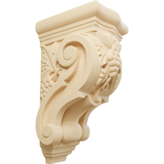 Ekena Millwork 3 1/2"W x 4 3/8"D x 7 7/8"H Small Grape Bunches Corbel, Maple