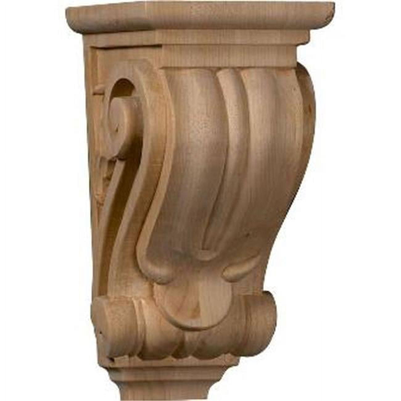 Hand-Carved Alder Wood Classical Corbel, 18" Height