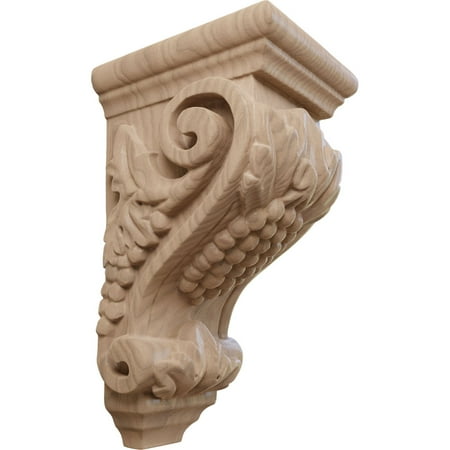 Ekena Millwork 3 1/2"W x 4"D x 7"H Small Grape Corbel, Mahogany