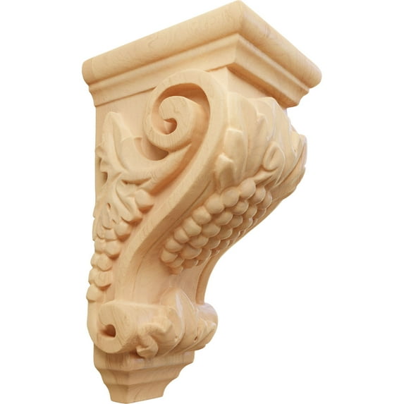 Ekena Millwork 3 1/2"W x 4"D x 7"H Small Grape Corbel, Red Oak