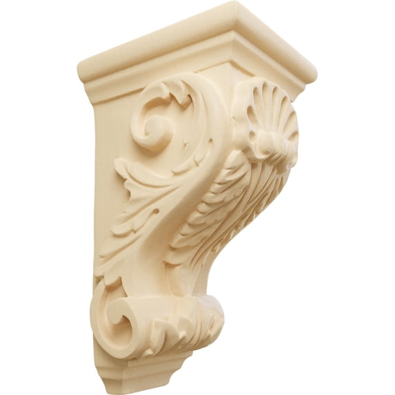 Ekena Millwork 3 1/2"W x 4"D x 7"H Small Shell Corbel, Maple