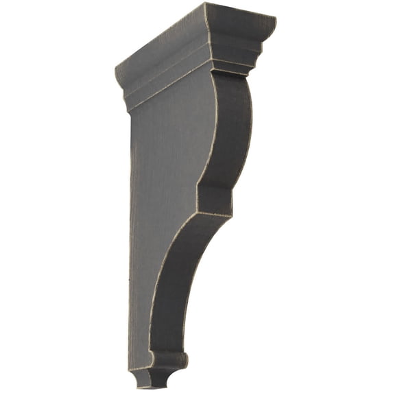 Ekena Millwork 3 1/2"W x 7 1/2"D x 14"H Extra Large Rojas Wood Vintage Decor Corbel, Black