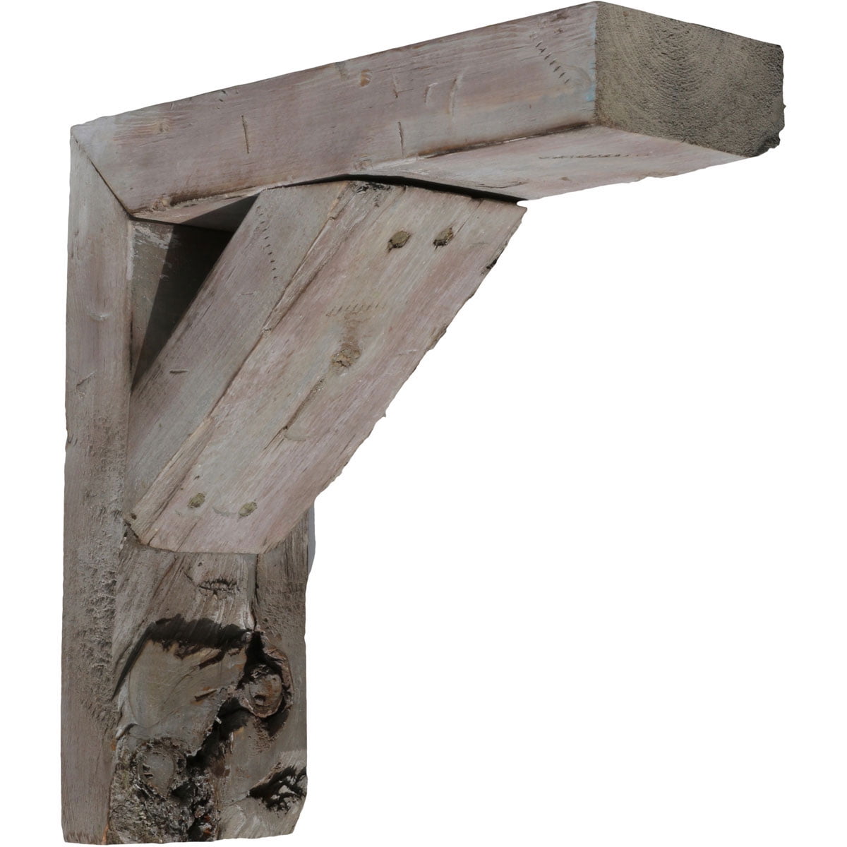 10" Gray Pine Barnwood Shelf Bracket