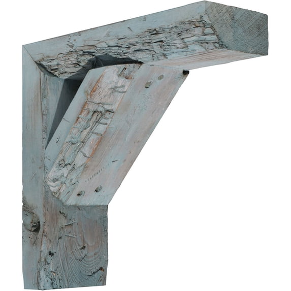 Ekena Millwork 3 1/2"W x 8"D x 8"H Vintage Farmhouse Bracket, Barnwood Decor Collection, Driftwood Blue