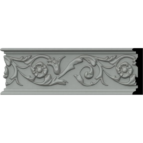 Ekena Millwork 3 1/4"H x 3/4"P x 94 1/2"L, (5 7/8" Repeat), Delfina Running Leaf Chair Rail (2-Pack)