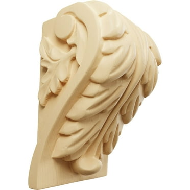 Ekena Millwork 3 1/4"W x 2 3/4"D x 5"H Medium Acanthus Leaf Block Corbel, Maple
