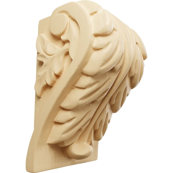 Ekena Millwork 3 1/4"W x 2 3/4"D x 5"H Medium Acanthus Leaf Block Corbel, Maple