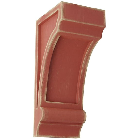 Ekena Millwork 3 1/4"W x 4"D x 8"H Diane Recessed Wood Vintage Decor Corbel, Salvage Red