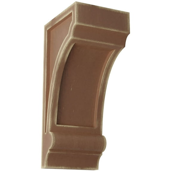 Ekena Millwork 3 1/4"W x 4"D x 8"H Diane Recessed Wood Vintage Decor Corbel, Weathered Brown