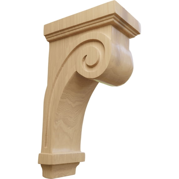 Ekena Millwork 3 1/4"W x 5"D x 9"H Scroll Corbel, Cherry