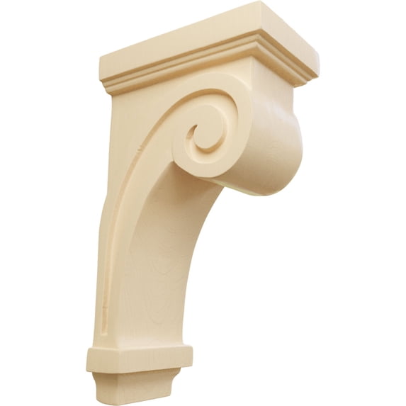 Ekena Millwork 3 1/4"W x 5"D x 9"H Scroll Corbel, Maple