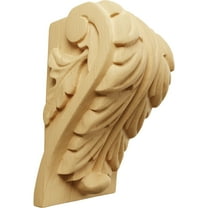 Ekena Millwork 3 3/4"W x 3 1/4"D x 6"H Large Acanthus Leaf Block Corbel, Alder