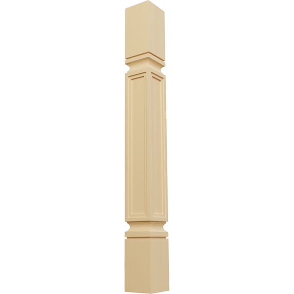 Ekena Millwork 3 3/4"W x 3 3/4"D x 35 1/2"H Kent Raised Panel Cabinet Column (Top Block: 6 1/8", Bottom Block: 7 1/8"), Alder