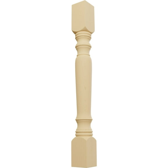 Ekena Millwork 3 3/4"W x 3 3/4"D x 35 1/2"H Legacy Tapered Cabinet Column (Top Block: 6 7/8", Bottom Block: 6 7/8"), Alder