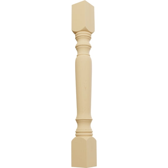 Ekena Millwork 3 3/4"W x 3 3/4"D x 35 1/2"H Legacy Tapered Cabinet Column (Top Block: 6 7/8", Bottom Block: 6 7/8"), Alder