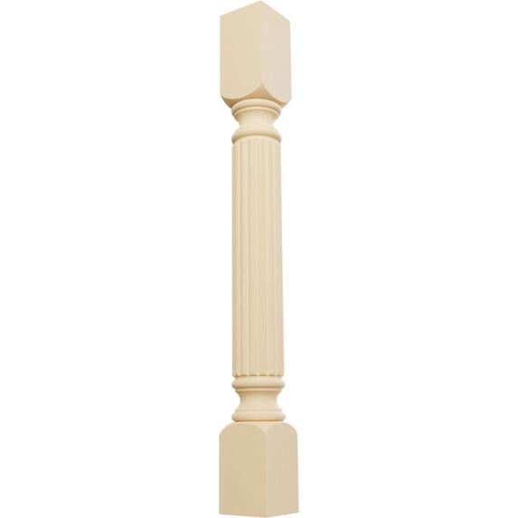 Ekena Millwork 3 3/4"W x 3 3/4"D x 35 1/2"H Raymond Reeded Cabinet Column (Top Block: 6 1/8", Bottom Block: 7 1/8"), Maple